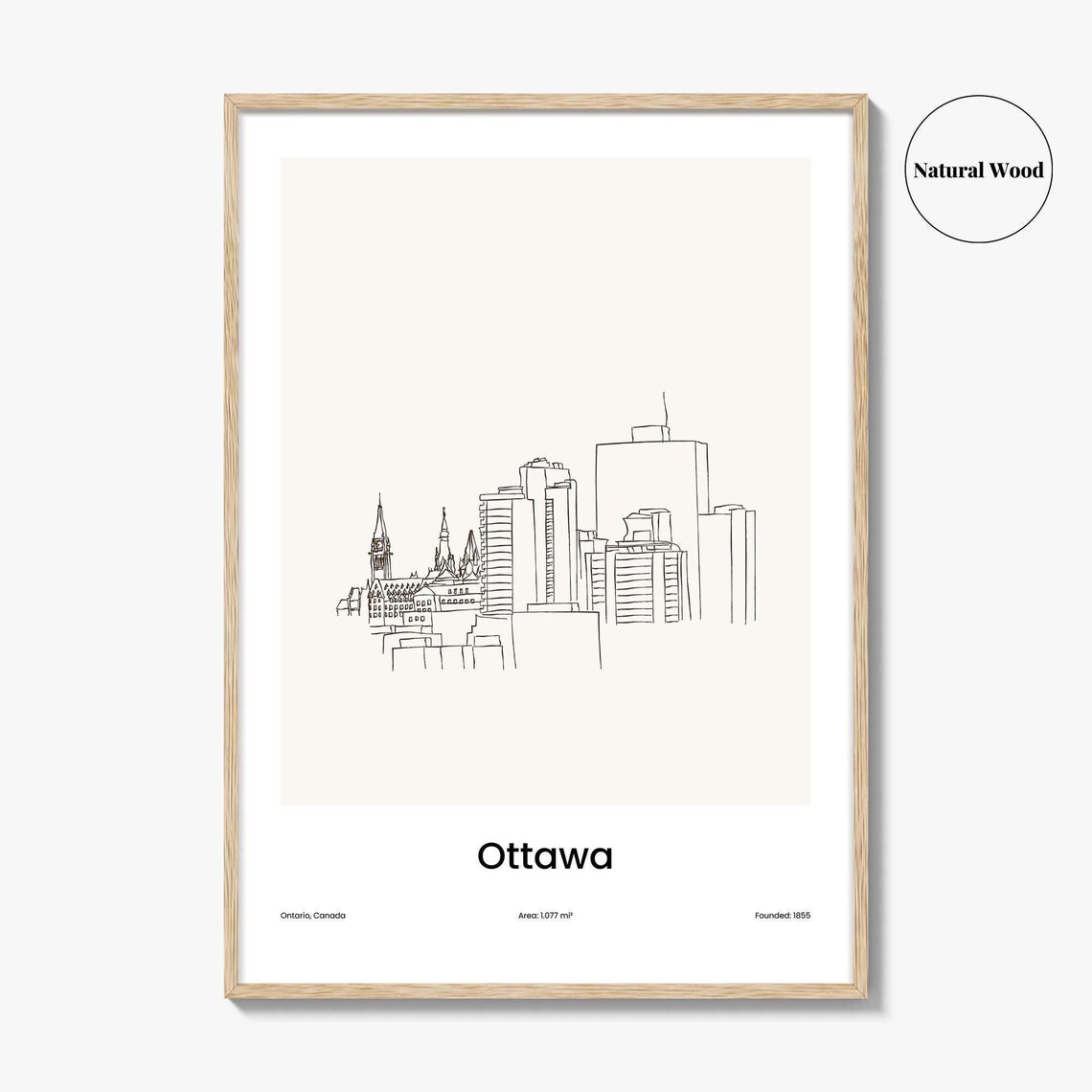 Ottawa Canada One Line Skyline Parliament Minimalist Art Poster - Image 2