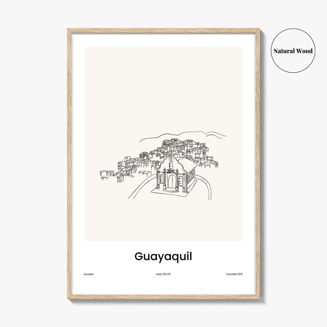 Guayaquil Ecuador Church Hill Minimalist Line Drawing Art Poster - Image 2