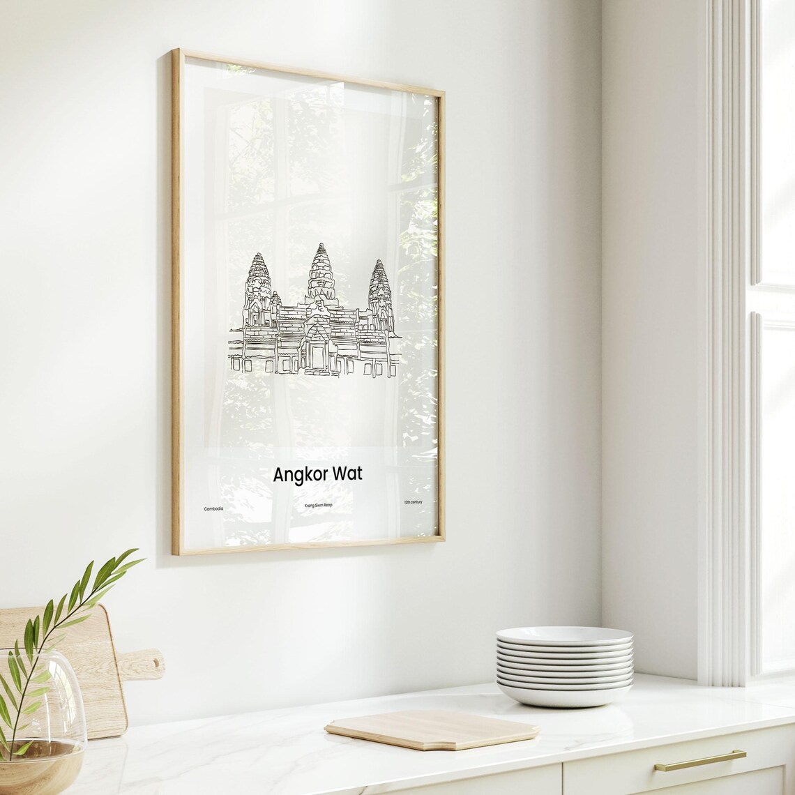 Angkor Wat Cambodia Temple Minimalist Line Drawing Travel Poster - Image 6