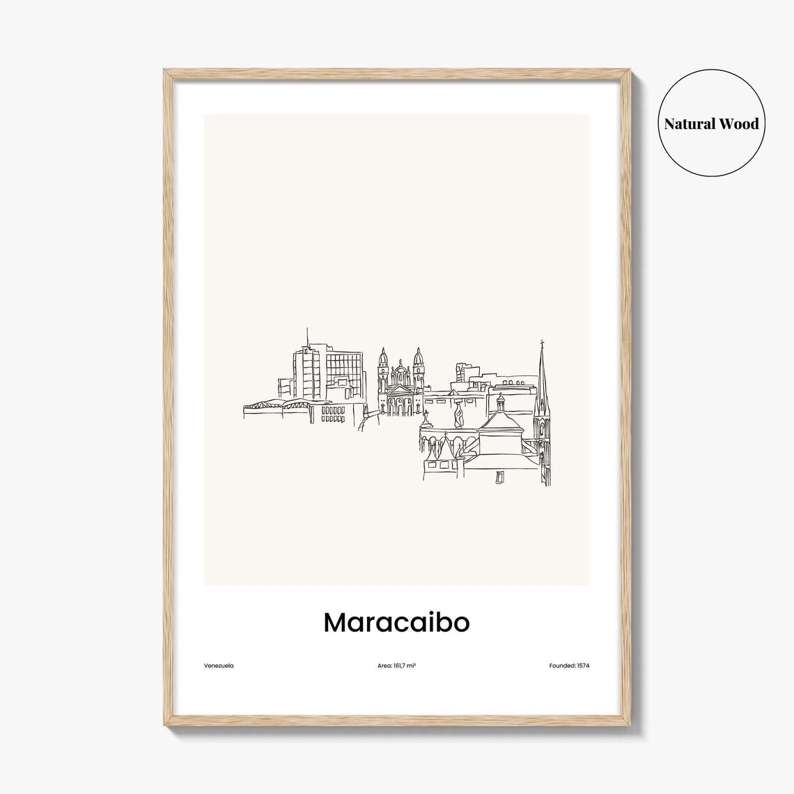 Maracaibo Venezuela One Line Cityscape Minimalist Travel Poster - Image 2