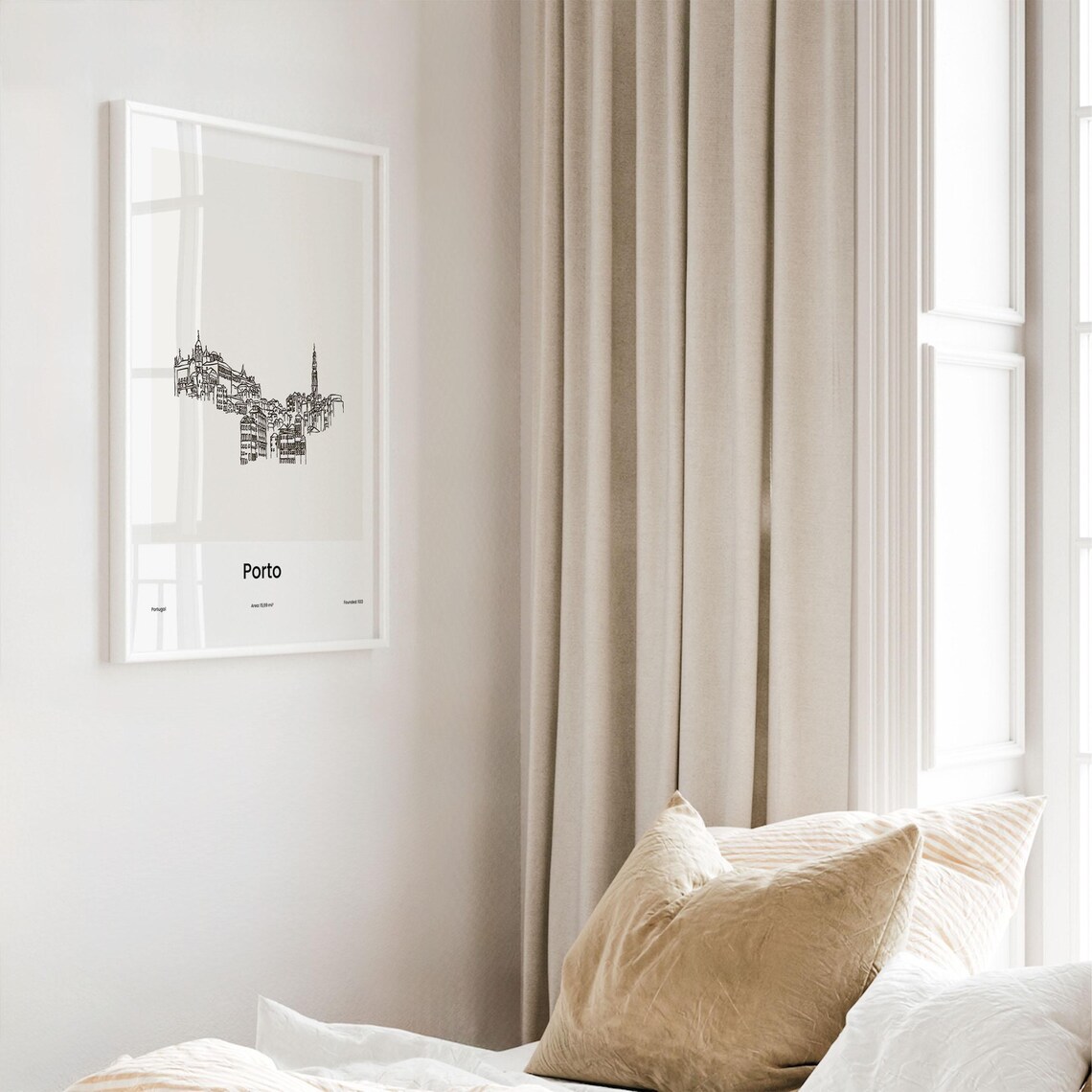 Porto Portugal Minimalist Line Drawing Riverside Old Town Poster - Image 4