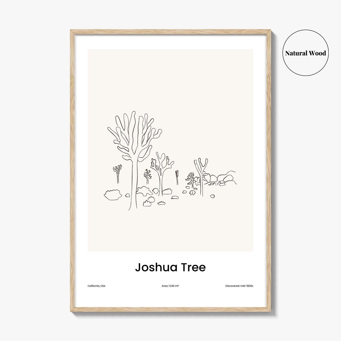 Joshua Tree Desert Landscape One Line Art Minimalist California Travel Poster - Image 2