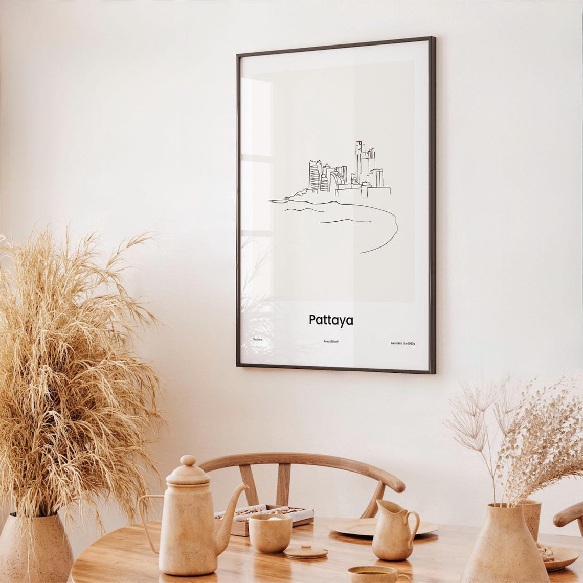 Pattaya Thailand Beach City Minimalist Line Drawing Skyline Poster - Image 3