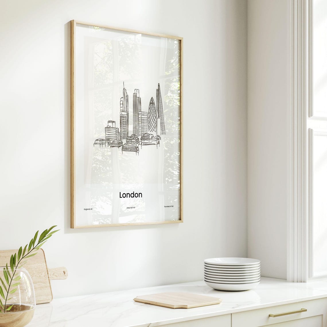 London England City Skyline Minimalist Line Drawing Art Poster - Image 6