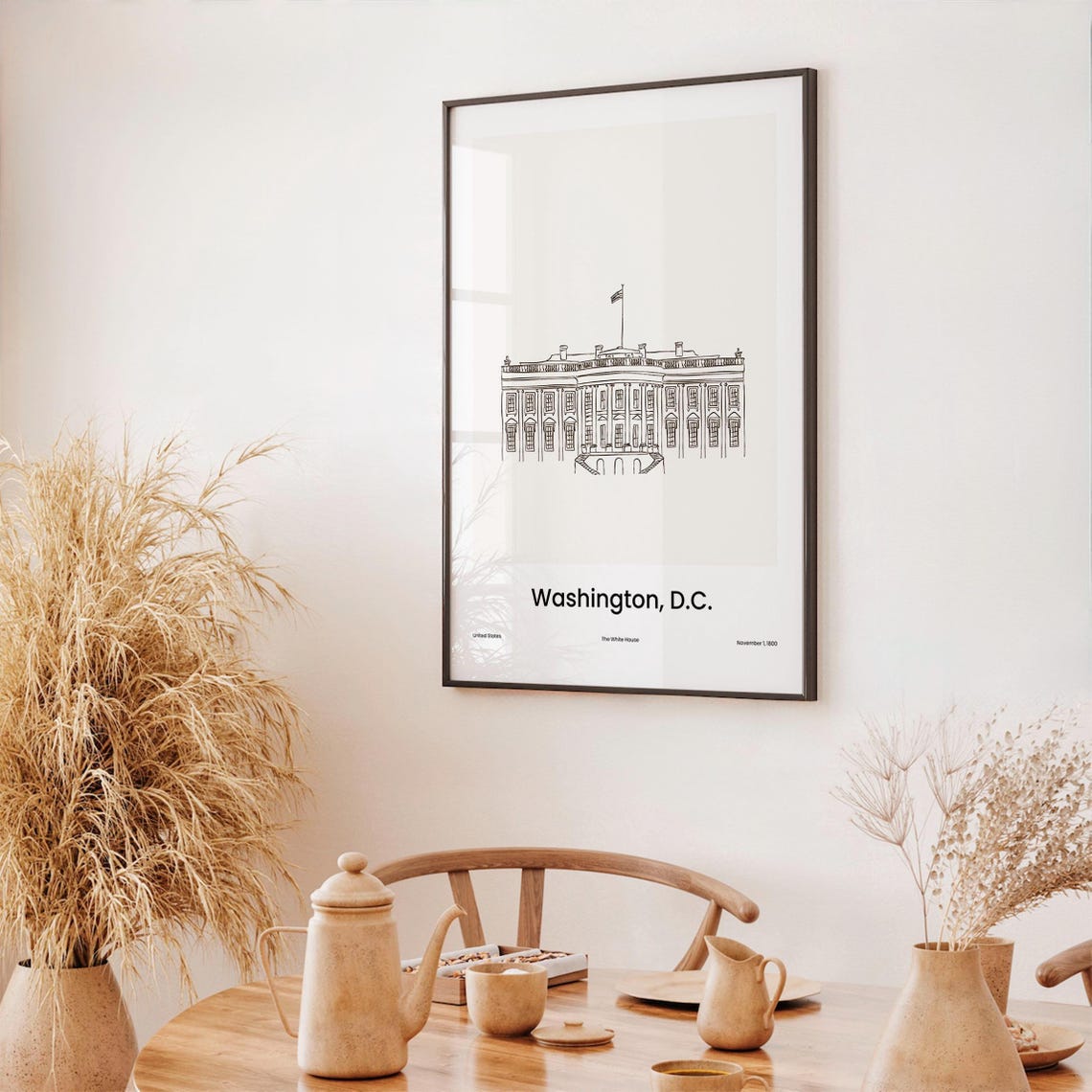 Washington DC White House Minimal Line Art Landmark Sketch Poster - Image 3