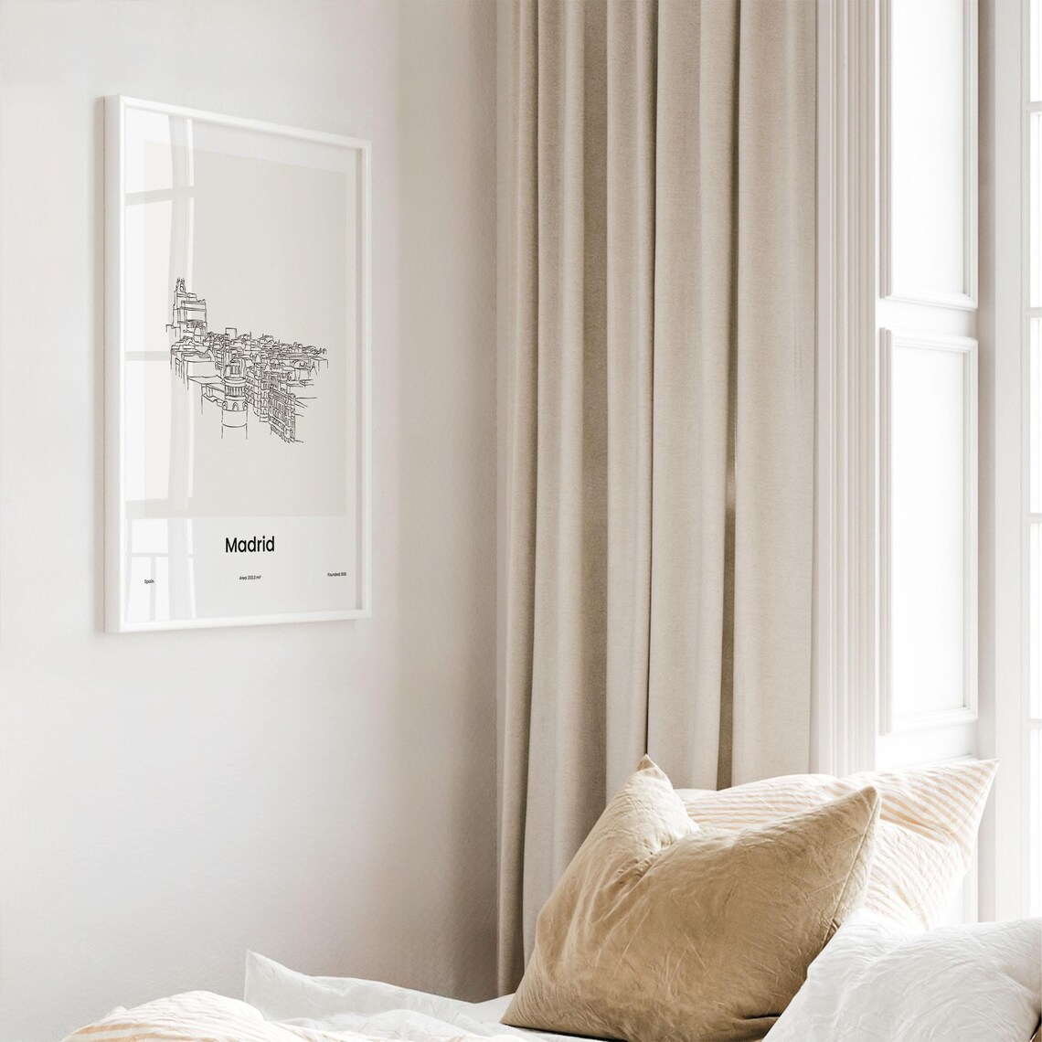 Madrid Spain Historic Old Town Minimalist Line Drawing Poster - Image 4