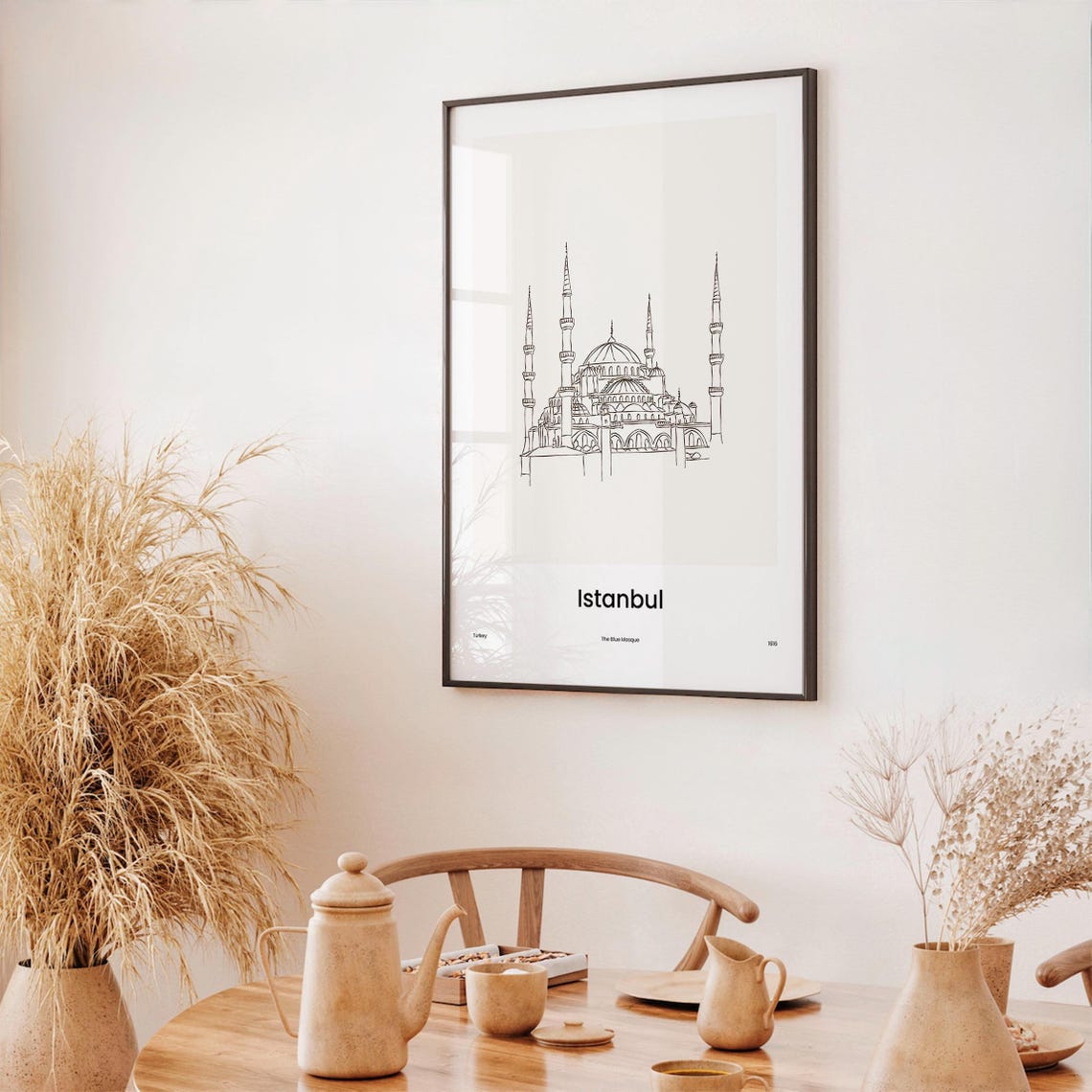 Istanbul Turkey Blue Mosque Line Drawing Landmark Art Poster - Image 3