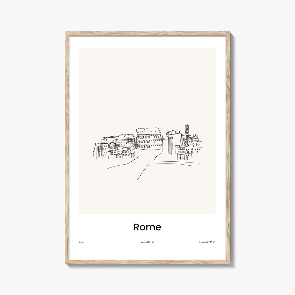 Rome Italy Colosseum Skyline Minimalist Line Drawing Art Poster