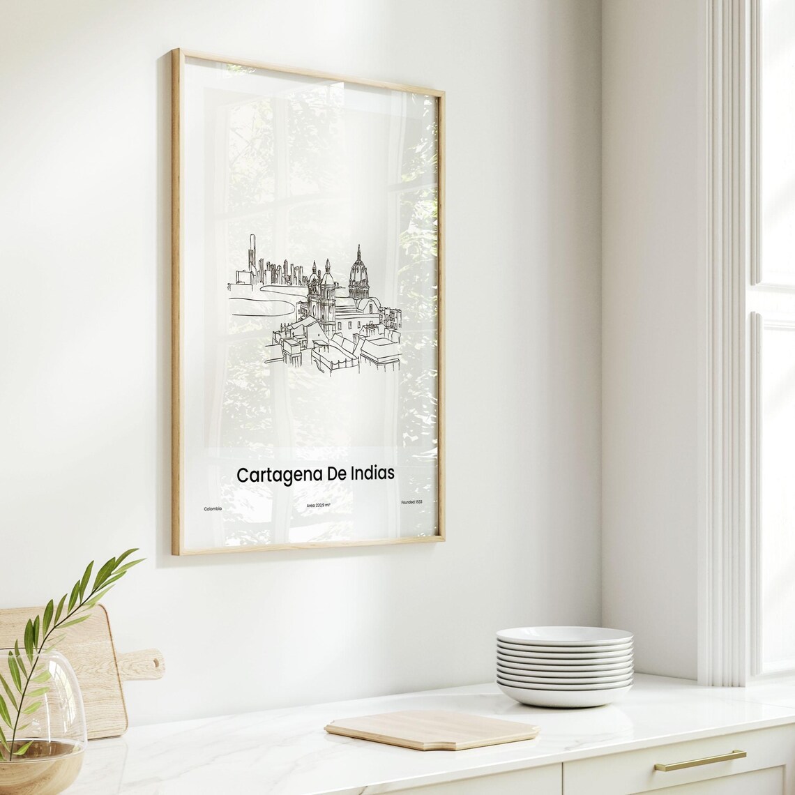 Cartagena Colombia Old Town Domes One Line Travel Art Poster - Image 6
