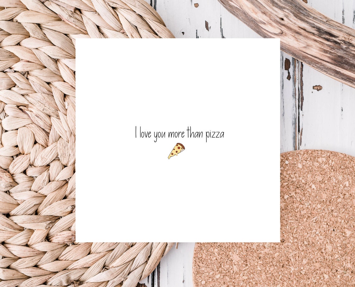 I Love You More Than Pizza Kawaii Pun Anniversary Card Wall Art - Image 3