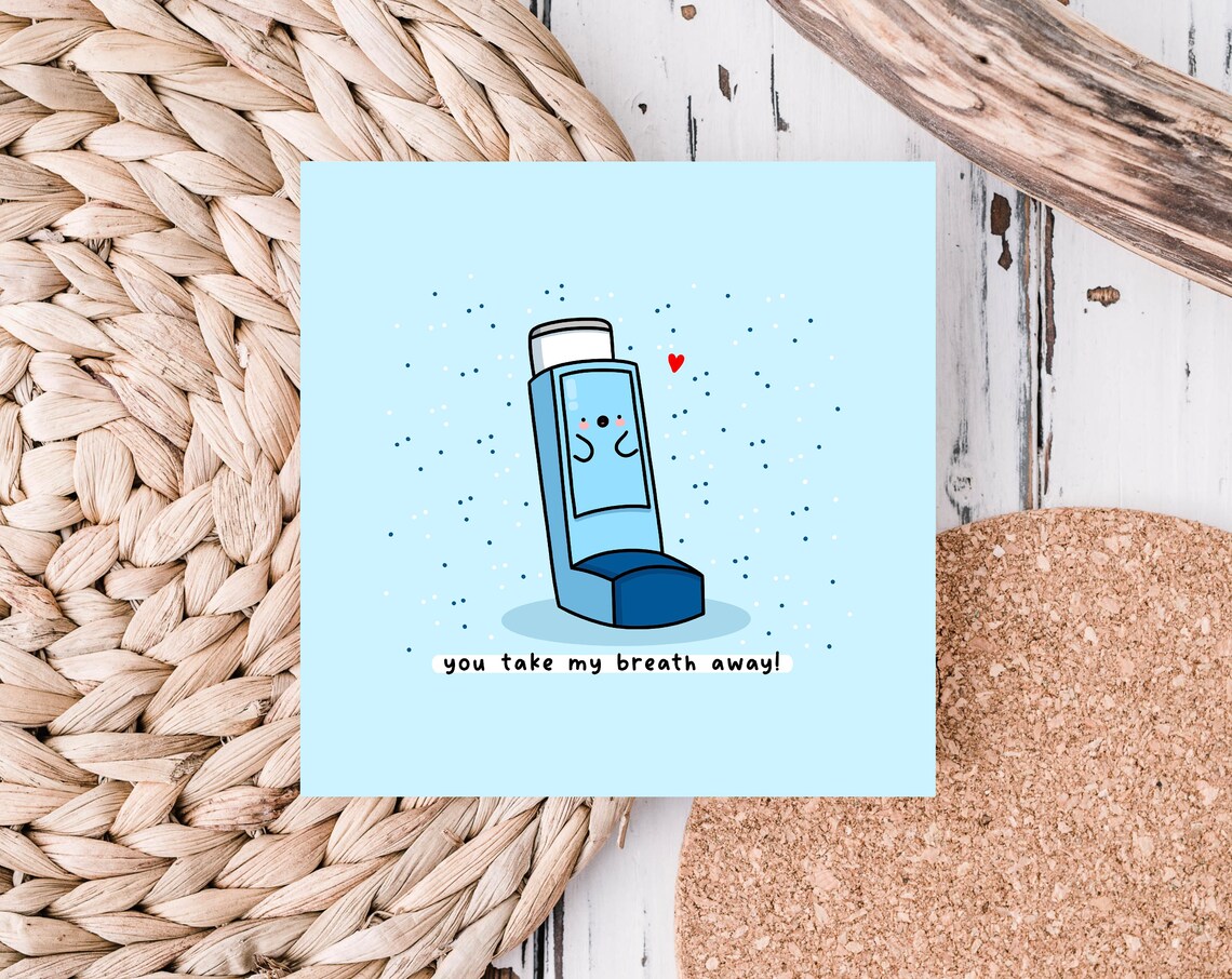 You Take My Breath Away Inhaler Valentines Illustrated Card Print - Image 2