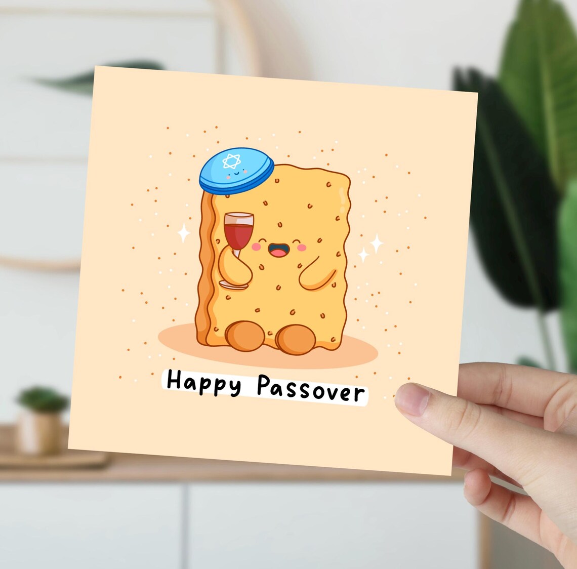 Happy Passover Cute Matzo and Wine Holiday Greeting Card Art Poster - Image 5