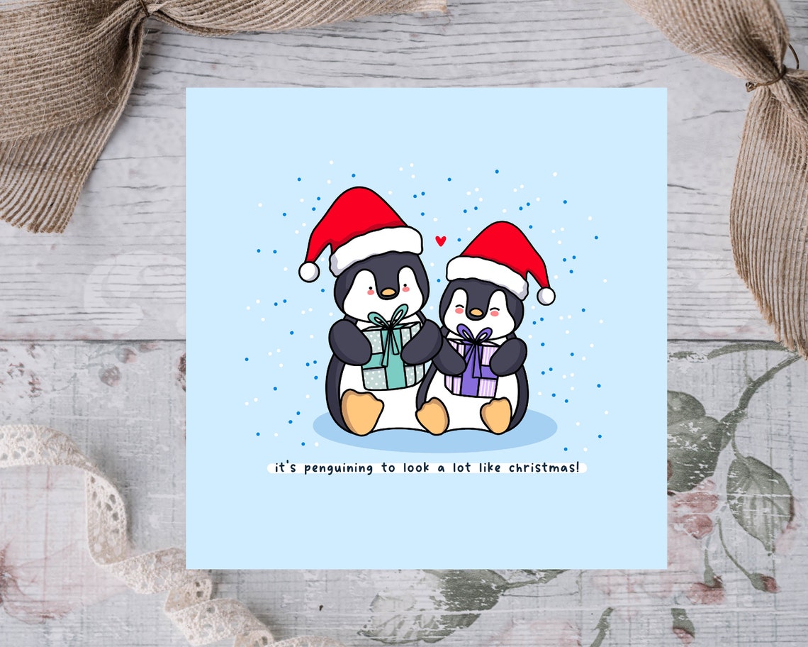 Its Penguining To Look A Lot Like Christmas Illustrated Card Print - Image 4