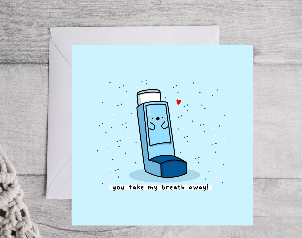 You Take My Breath Away Inhaler Valentines Illustrated Card Print - Image 4