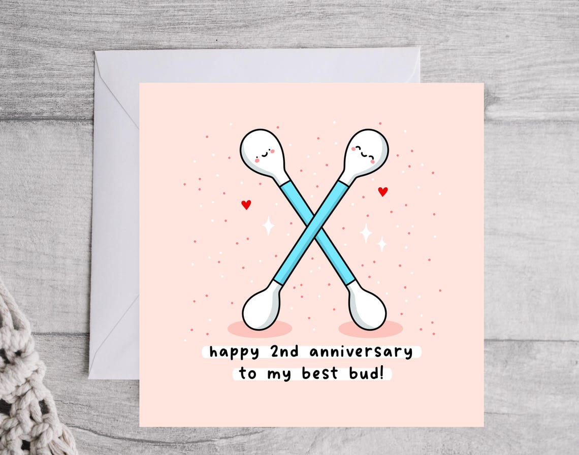 Crossed Cotton Buds Happy 2nd Anniversary To My Best Bud Wall Art - Image 5