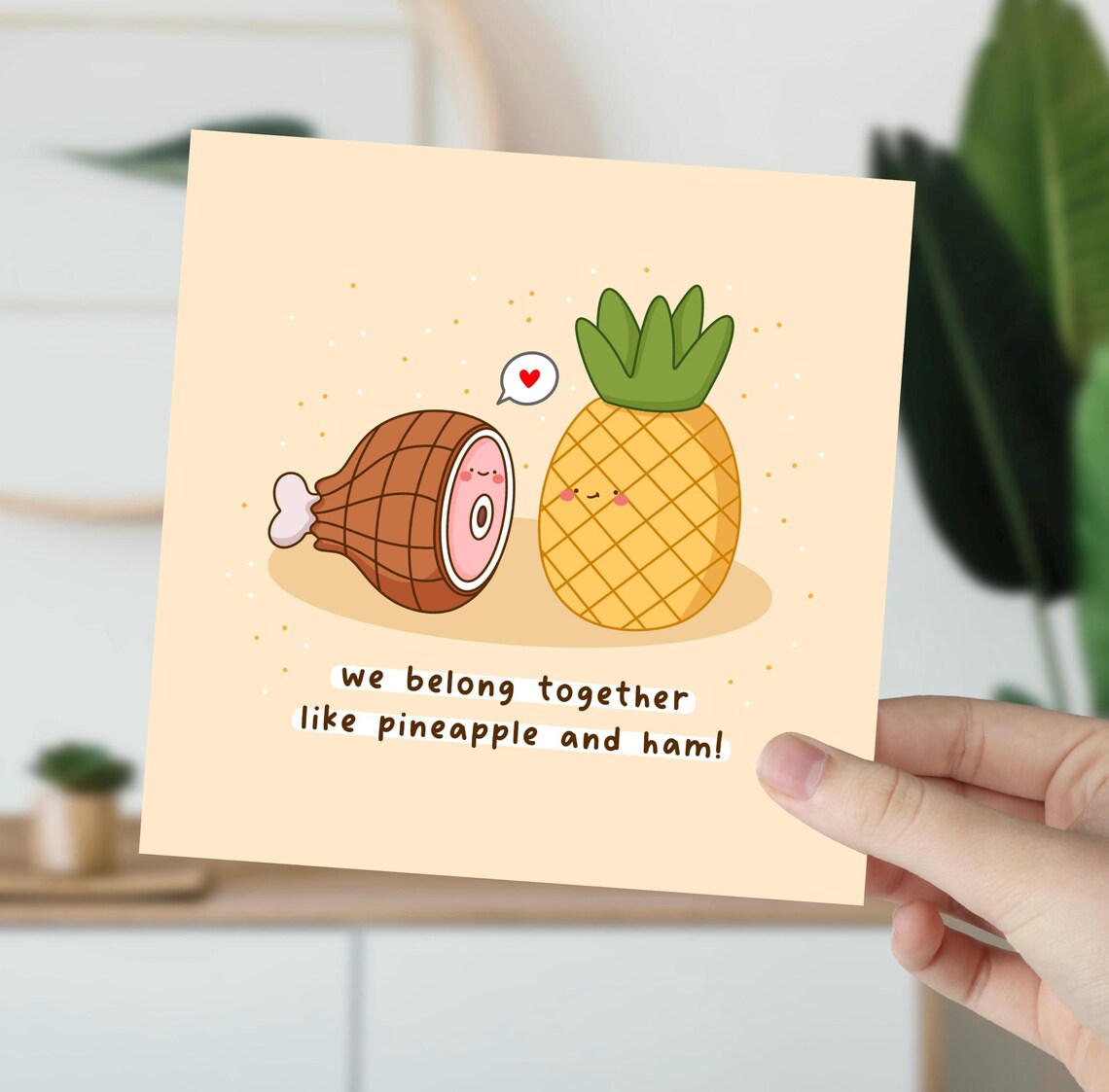 Kawaii We Belong Together Like Pineapple and Ham Pun Love Print - Image 6
