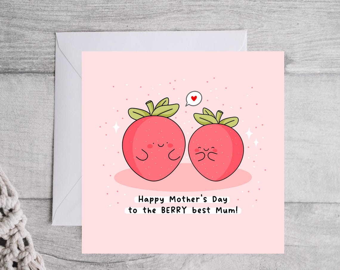 Kawaii Happy Mothers Day to the BERRY Best Mum Pun Art Print - Image 4