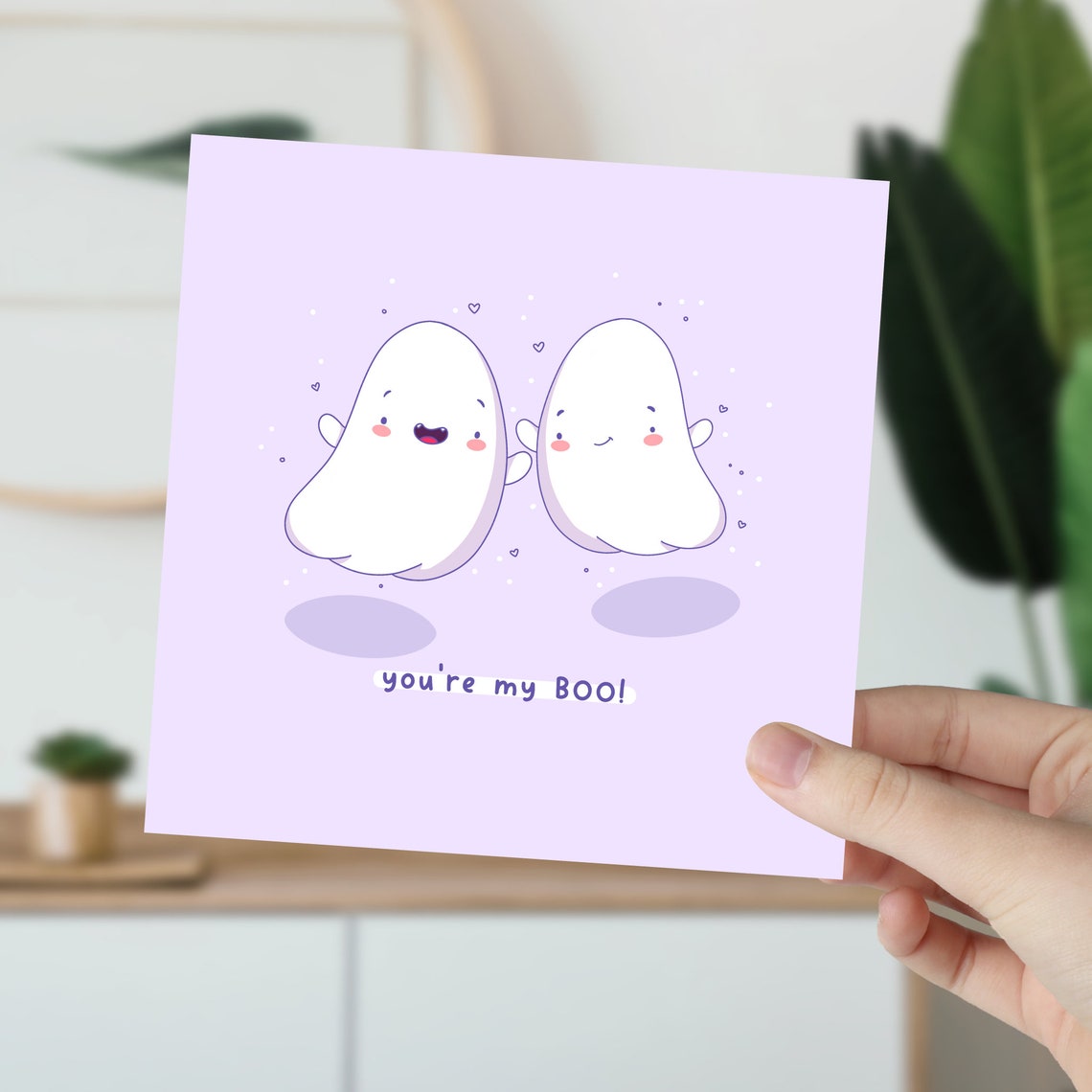 Cute Kawaii Ghost Couple You Are My Boo Love Pun Card Art Print - Image 5