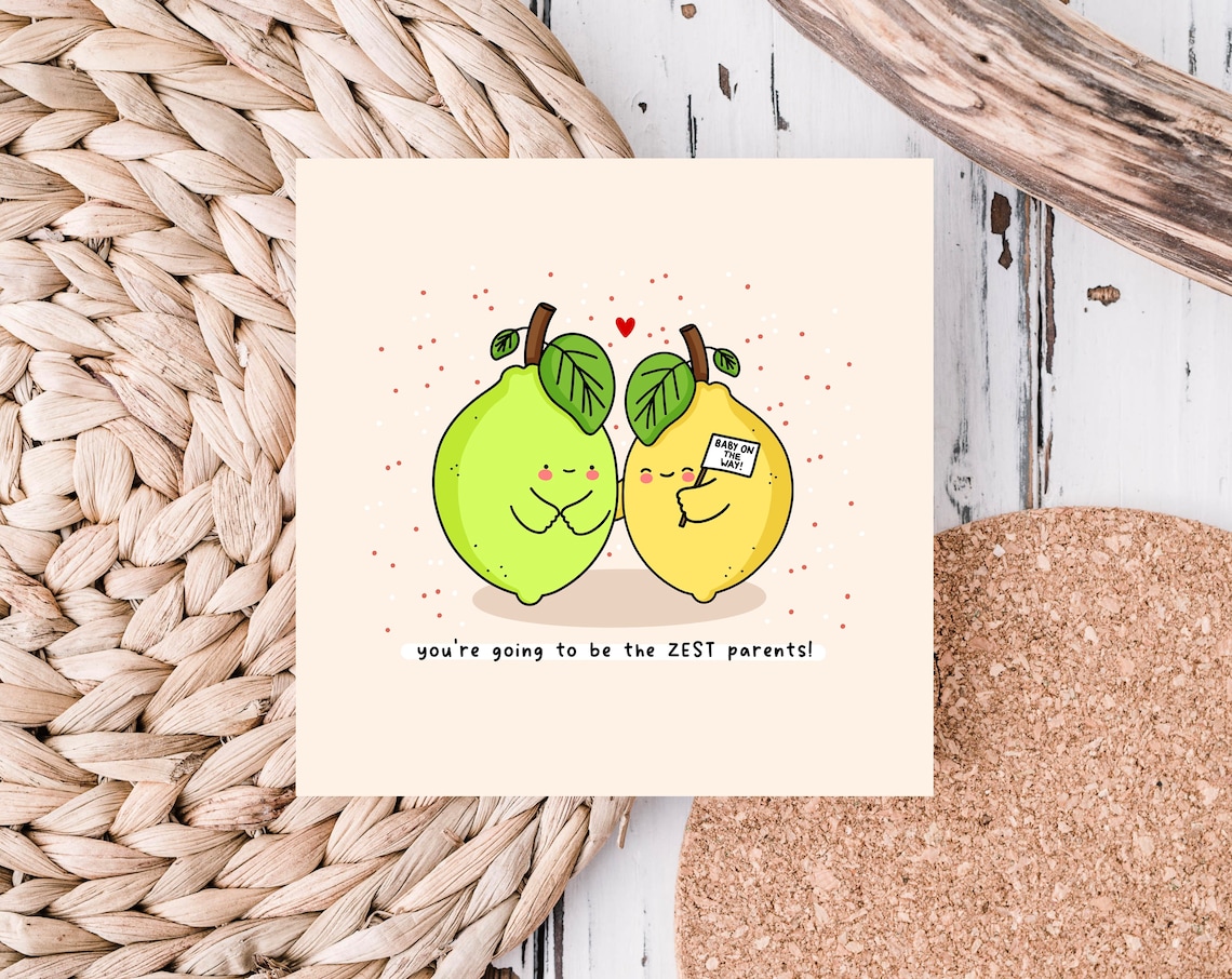 Youre Going To Be The ZEST Parents New Baby Illustrated Card Print - Image 4
