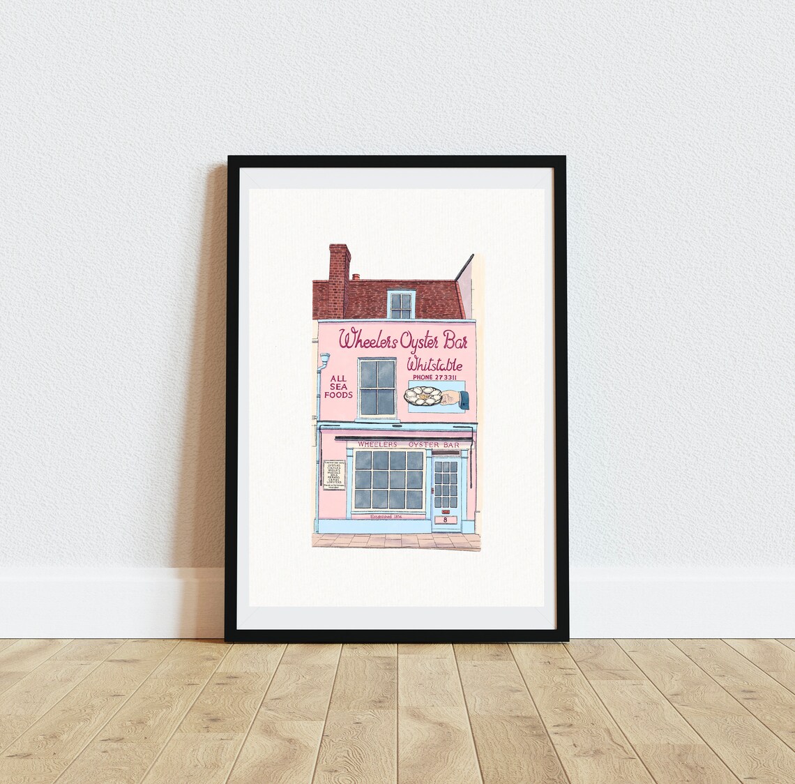 Wheelers Oyster Bar Whitstable Watercolour Art Print - Image 4