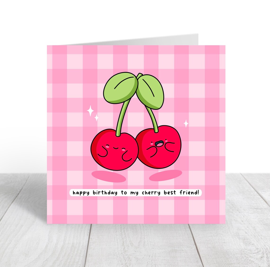 Kawaii Happy Birthday to My Cherry Best Friend Pun Art Print - Image 3