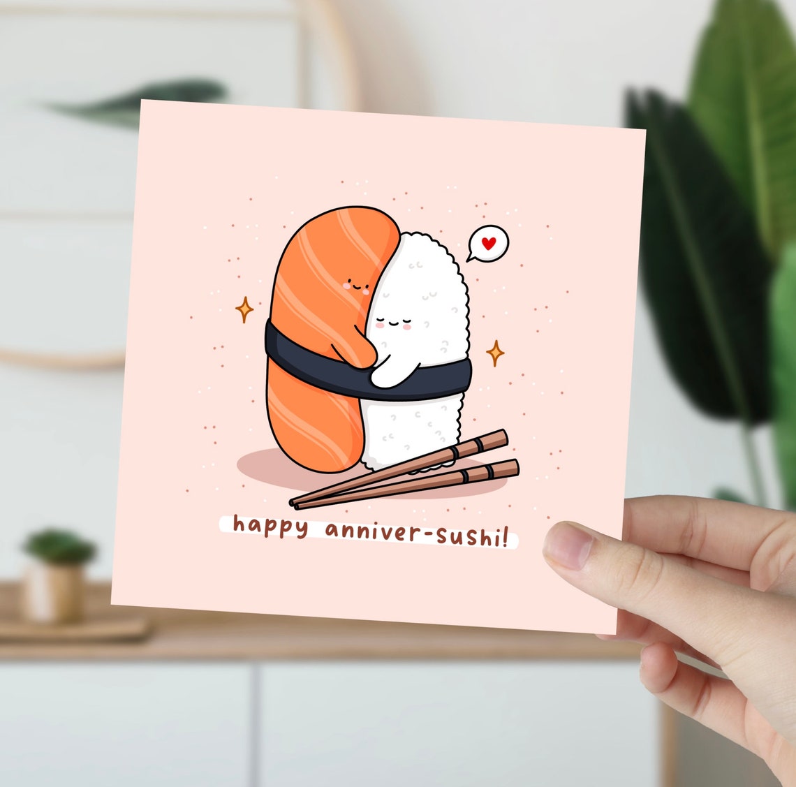 Happy Anniver-sushi Cute Salmon Sushi Couple Pun Card Poster - Image 5