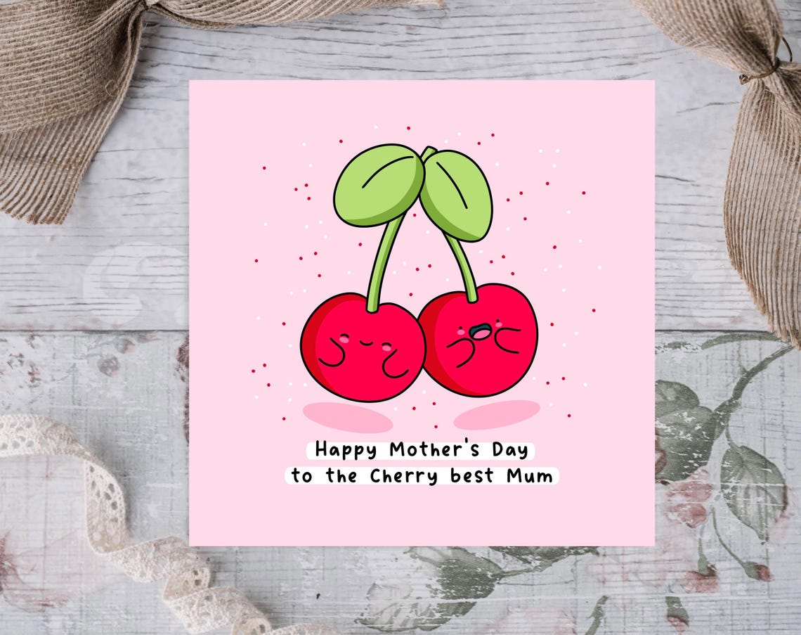 Kawaii Happy Mothers Day to the Cherry Best Mum Pun Art Print - Image 3