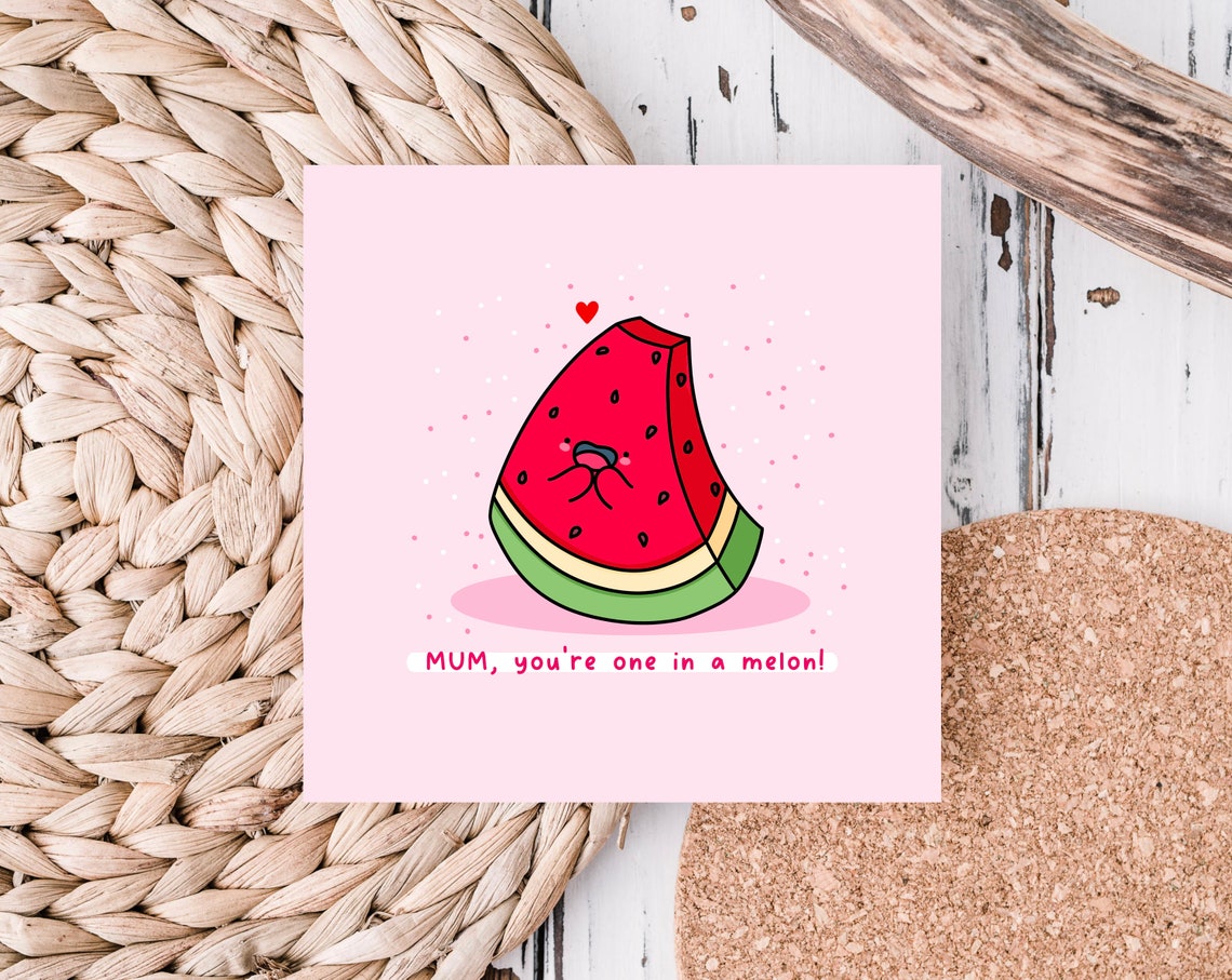 Watermelon Slice MUM Youre One In A Melon Mothers Day Wall Art - Image 4