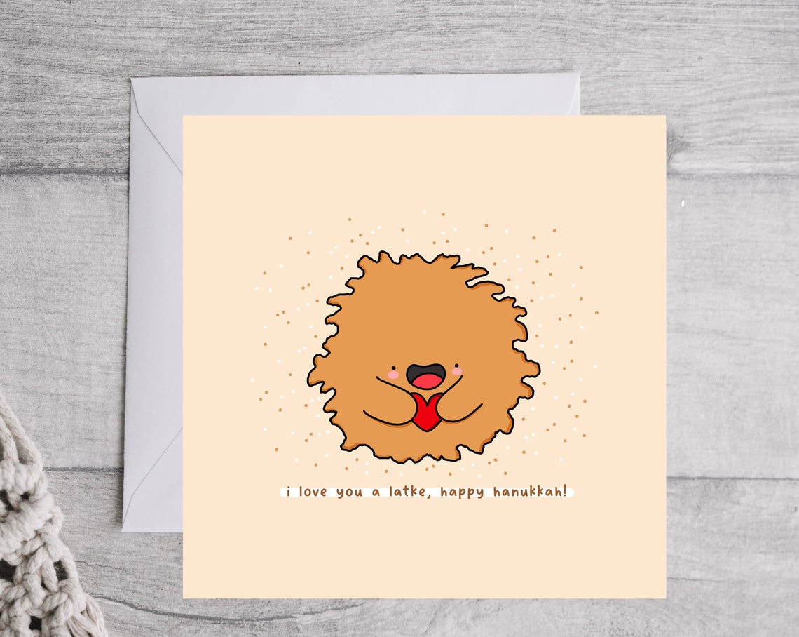 I Love You a Latke Happy Hanukkah Kawaii Food Pun Card Poster - Image 4
