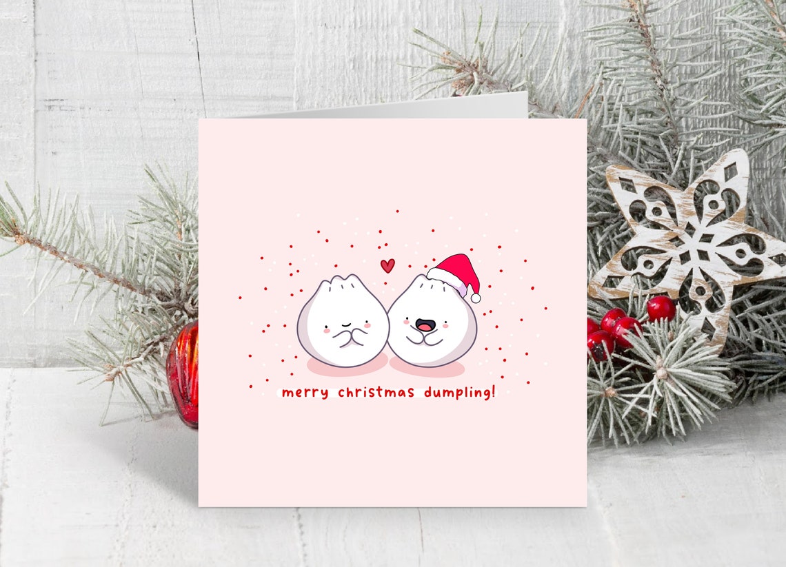 Merry Christmas Dumpling Kawaii Dumpling Pair Christmas Poster - Image 3