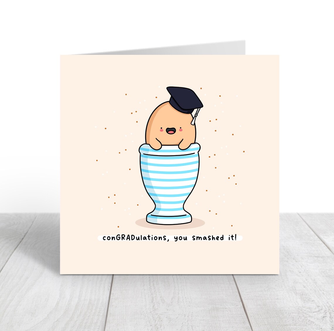 Smashed It Funny Graduation Card Kawaii Graduation Card Graduation Pun Card Egg Pun - Image 5