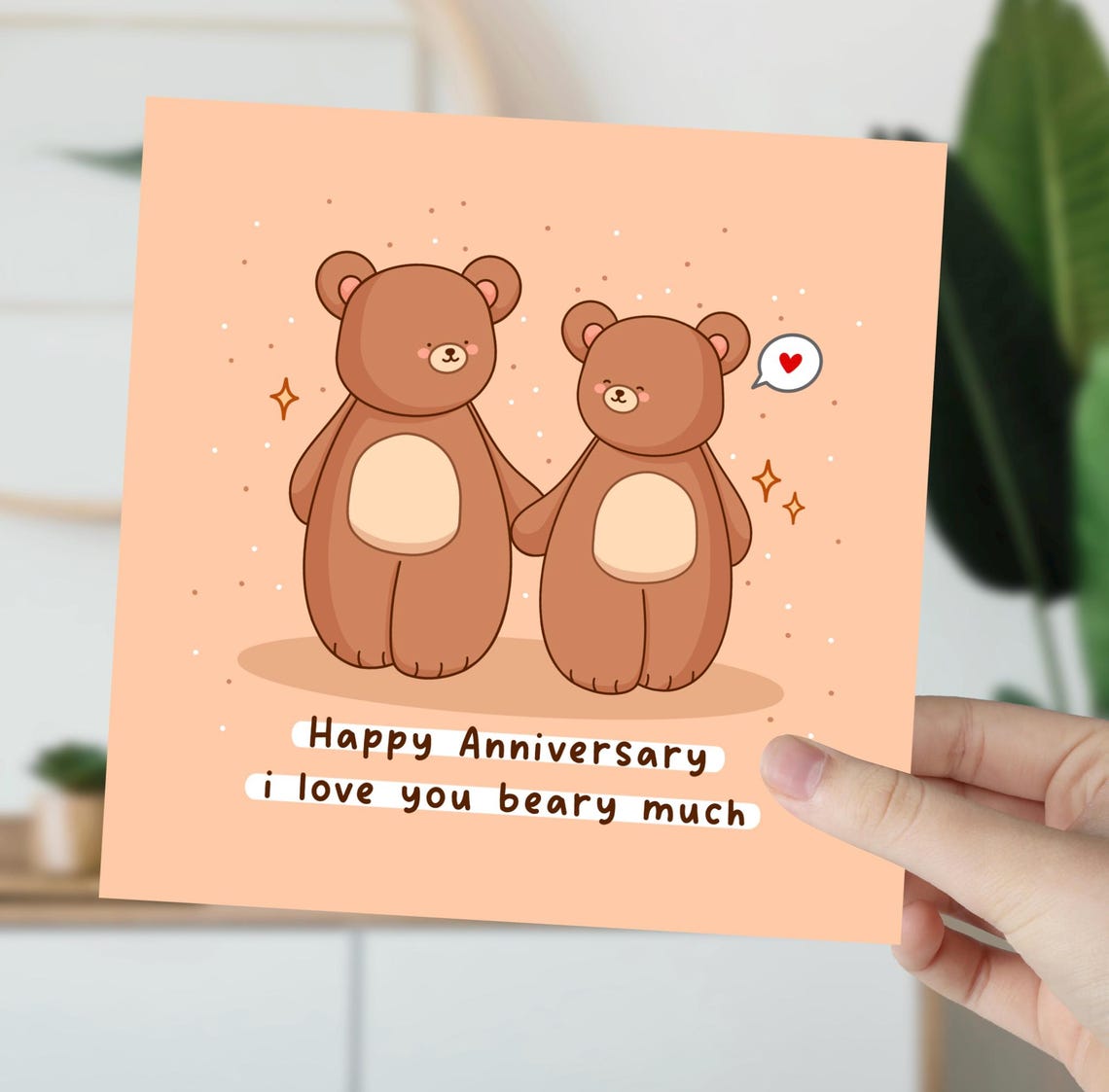 Kawaii Teddy Bear Anniversary Pun Poster Holding Hands Beary Much - Image 5