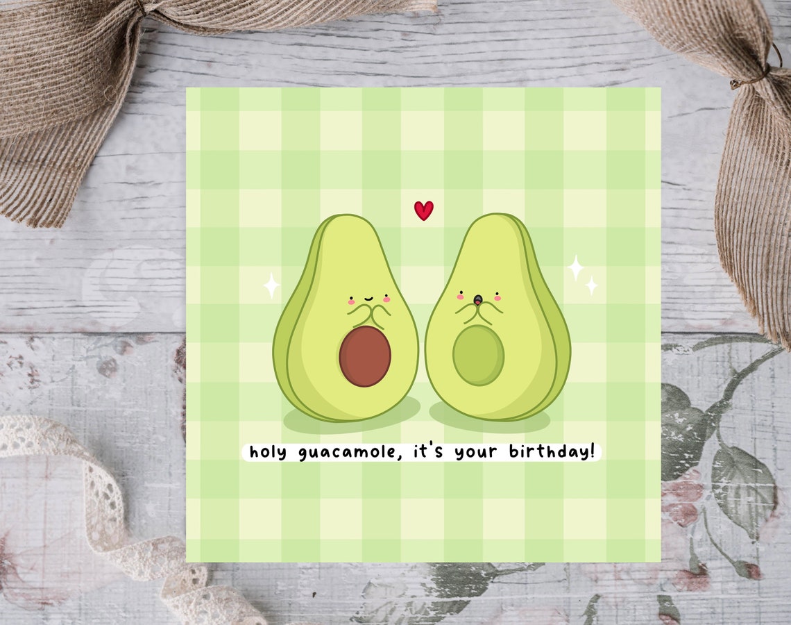 Kawaii Holy Guacamole Its Your Birthday Avocado Pun Art Print - Image 2