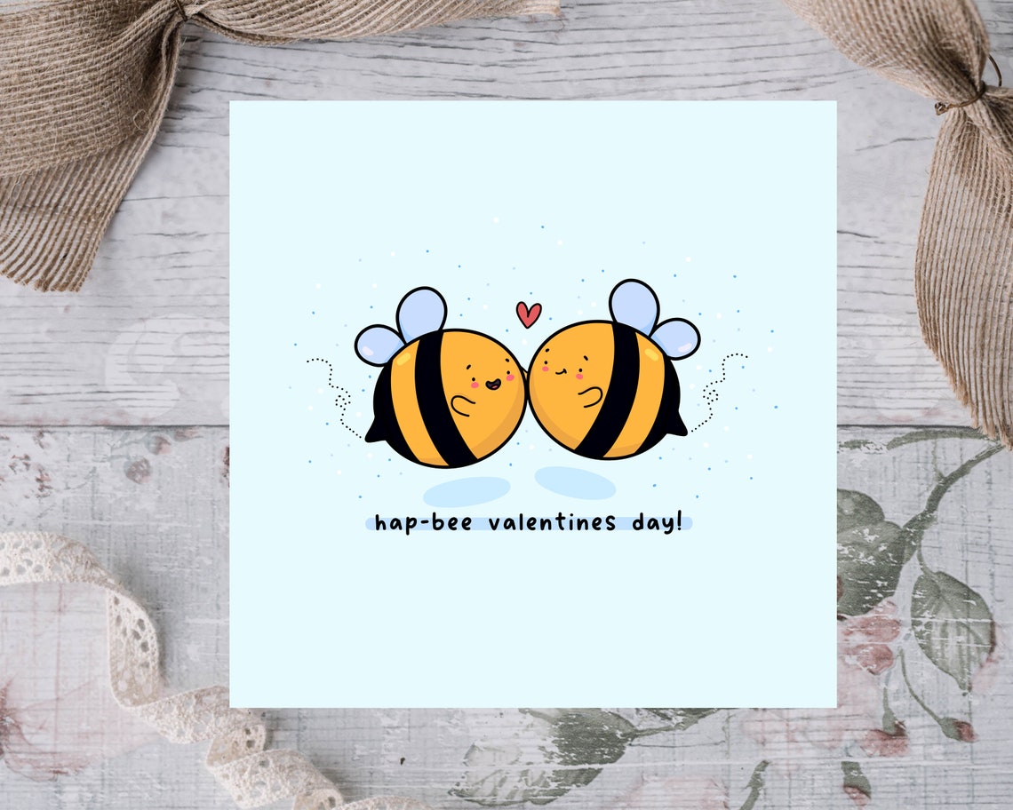 Kawaii Bumble Bees Hap-Bee Valentines Day Sweet Love Art Print - Image 3