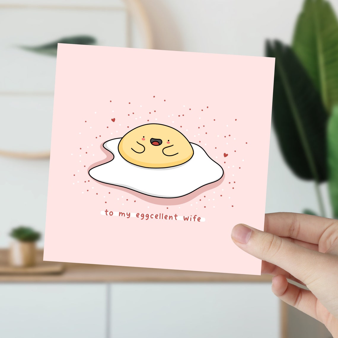 Happy Smiling Fried Egg Eggcellent Wife Birthday Card Cute Print - Image 5
