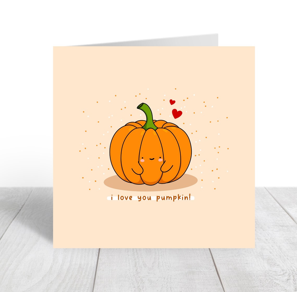 I Love You Pumpkin Cute Kawaii Smiling Pumpkin Love Card Poster - Image 4