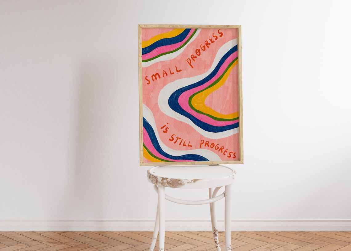 Motivational Typography Print, Pink Self Love Art
