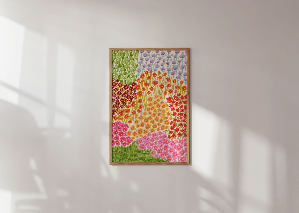 Abstract Floral Botanical Art Print, Colorful Floral