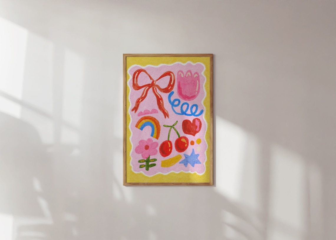 Colorful Abstract Coquette Girl Art Print