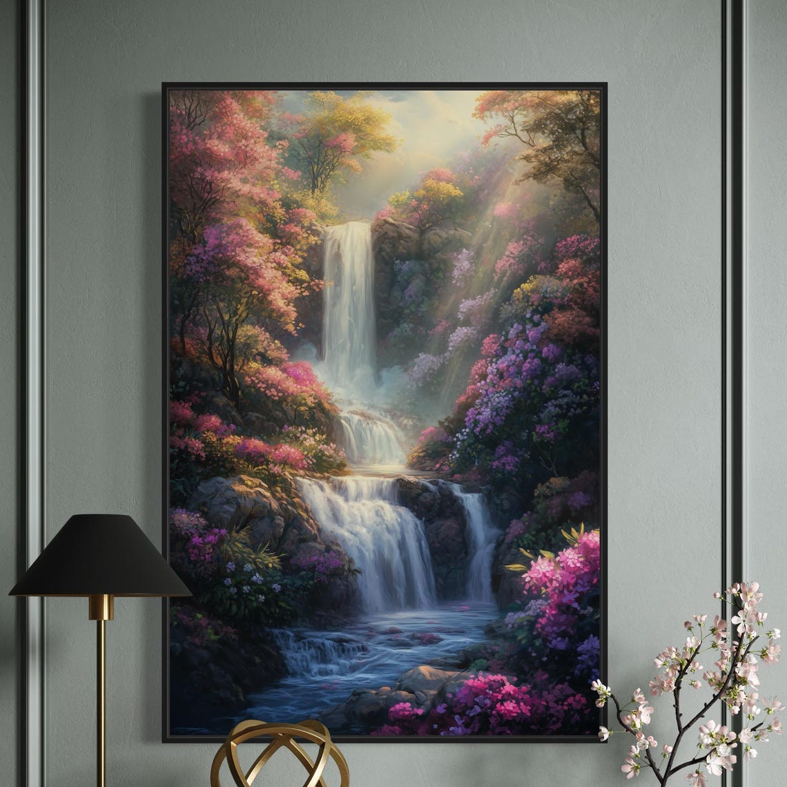 Magical Waterfall - Minimalist Landscape Art Print