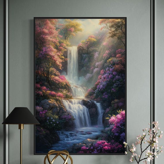 Magical Waterfall - Minimalist Landscape Art Print