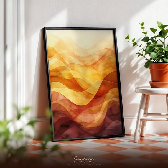 Zodiac Wall Art Sagittarius Print Fiery Orange Abstract Boho Spiritual Decor Gift Da00020