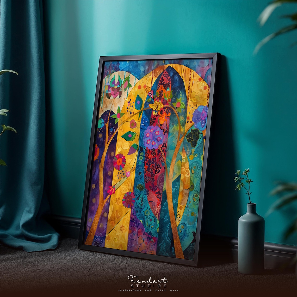 Colorful Tree Of Life Arch Mosaic Floral Abstract Art Poster