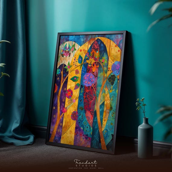 Jewish Wall Art Modern Judaica Print Colorful Tree Of Life Decor Da00088