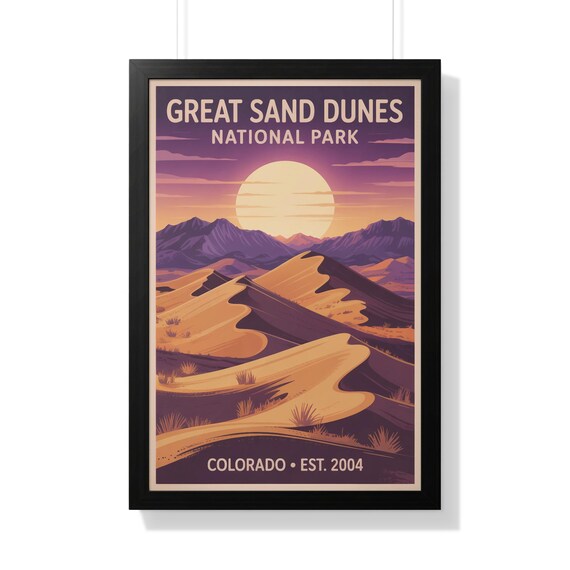 Great Sand Dunes National Park Colorado Sunset Dunes Vintage Poster
