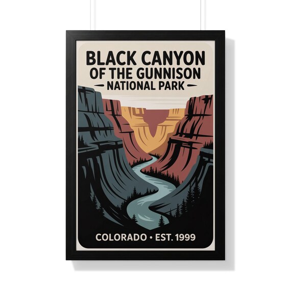 Black Canyon of the Gunnison River Gorge Steep Walls Vintage Travel Poster