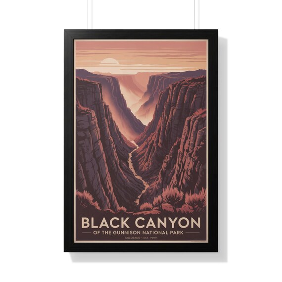 Black Canyon Gunnison Colorado Sunrise Vintage Travel Poster