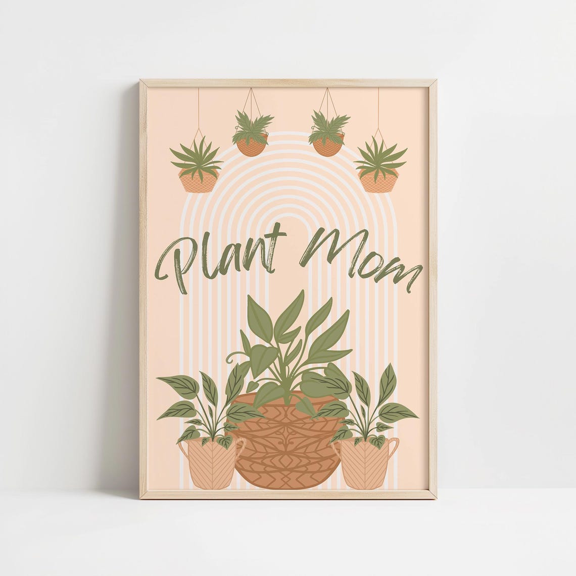 Plant Mom Boho Hanging Plants Rainbow Minimalist Botanical Print