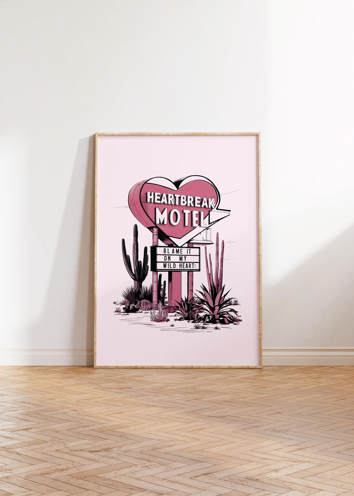 Heartbreak Motel Pink Heart Sign Retro Desert Cowgirl Poster - Image 3