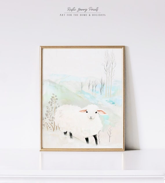 Sheep Nursery Print Wall Art Kids Room Decor Farmhouse Nursery Decor Cute Sheep Lamb